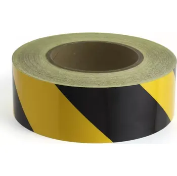 Výstražná páska Černo-žlutá levá reflexní výstražná páska - délka 45 m, šířka 5 cm