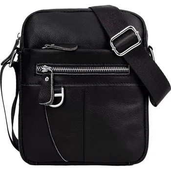 Bullcaptain pánská kožená messenger taška Ronan Černý 4L