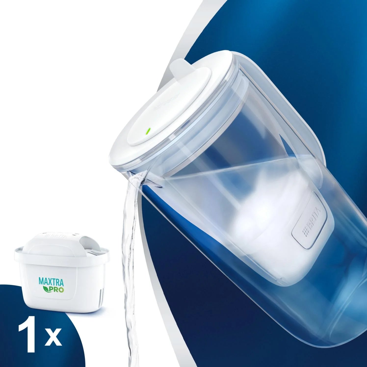 Brita Glass (světle modrá), skleněná filtrační konvice