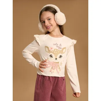 Dětská móda Sinsay - Bavlněné oversize tričko s potiskem - krémová - 564GP-01X - 564GP-01X-98