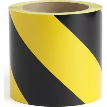 Výstražná páska Černo-žlutá levá reflexní výstražná páska - délka 15 m, šířka 10 cm