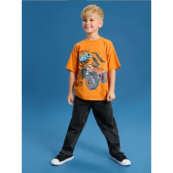 Chlapecké oblečení Sinsay - Bavlněná košilka s potiskem Hot Wheels - oranžová - 065FC-23X - 065FC-23X-134