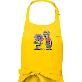 Kuchyňská zástěra Stará paní plive na fialu - Dámská zástěra na vaření - Univerzální velikost ( Žlutá )
