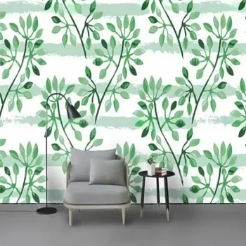 Tapeta Solution Media 3D tapeta - Ručně malované listy MU9104 2 - Voděodolná hedvábná tkanina - Textilní tapeta lesklá - 200g/m2