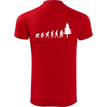 Pánská košile Evoluce dřevorubec - pila a strom - Polokošile Victory sportovní (dresovina) - S ( Červená )