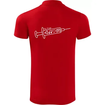 Pánská košile My Drugs - jídlo hudba - Polokošile Victory sportovní (dresovina) - 2XL ( Červená )