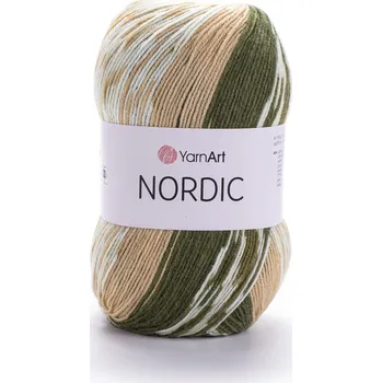 Galanterie Yarn Art příze Nordic 651 zelená, karamelová a krémová