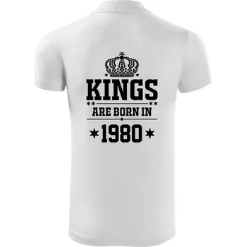 Pánská košile Kings are born in 1980 - Polokošile Victory sportovní (dresovina) - 3XL ( Bílá )