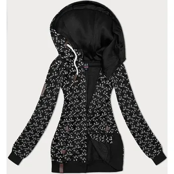 Dámská mikina Dámská černá mikina s kapucí a vzorem vlaštovek, odstíny černé XXL (44) i392_23718-48