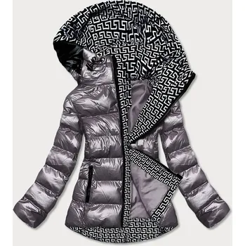 Dámská cargo bunda Šedá dámská metalická bunda s kapucí, odstíny šedé S (36) i392_18531-46