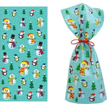 Mikulášský sáček 20 × 40 cm průhledný - Sněhulák