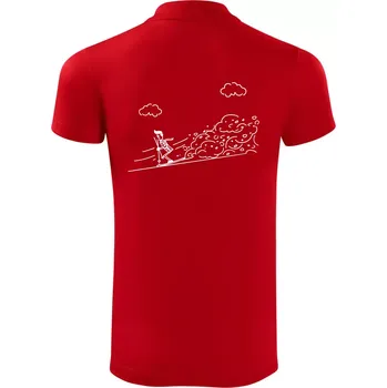 Pánská košile Kreslený lyžař na horách - Polokošile Victory sportovní (dresovina) - 2XL ( Červená )