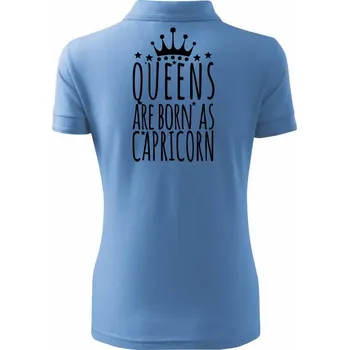 Queens are born as Capricorn - Kozoroh - Polokošile dámská Pique Polo - XS ( Pyžamově modrá )