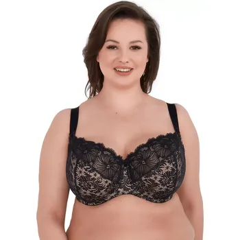 Podprsenka Měkká dámská podprsenka SOFT CHANTAL MAXI ART. 534 černá ažurová výzdoba 90G