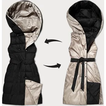 Dámská vesta Černo-béžová oboustranná péřová vesta Minority (P3-6016-1+62) odstíny béžové L (40)