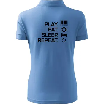 Play eat sleep piano - Polokošile dámská Pique Polo - L ( Pyžamově modrá )