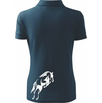 Kůň na zadních - Polokošile dámská Pique Polo - XS ( Námořní modrá (téměř černá) )