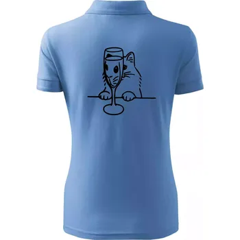 Kočka a sklínka - Polokošile dámská Pique Polo - XS ( Pyžamově modrá )