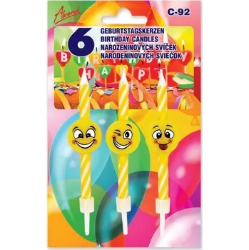 Dortová svíčka Svíčky narozeninové - Emotikon - 6 ks
