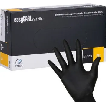 Vyšetřovací rukavice Jednorázové nitrilové rukavice Easycare, černé, velikost M, 100 ks