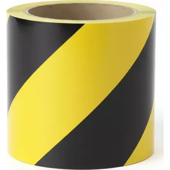 Výstražná páska Černo-žlutá pravá reflexní výstražná páska - délka 15 m, šířka 10 cm
