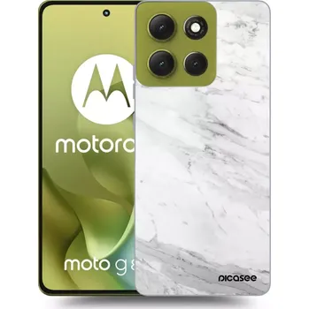 Pouzdro na mobilní telefon Picasee silikonový černý obal pro Motorola Moto G86 5G - White marble