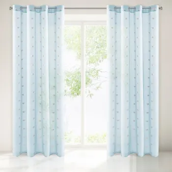 Závěs Dante Benay se srdíčky modrý 140 x 250 cm