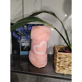 Osuška mikrovlákno Srdce 70x140 cm růžová