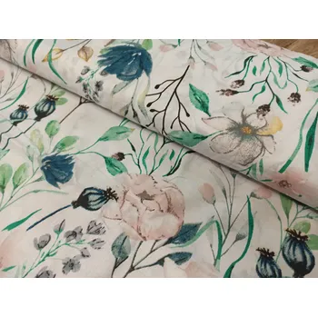 Bavlněná česká látka šíře 160cm - Květiny, makovice (50cm)