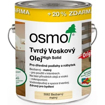 Olej na dřevo OSMO Tvrdý voskový olej ORIGINAL 3 l mat 3062 + Dárek zdarma