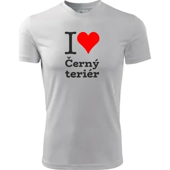 Chlapecké tričko Bílé dětské tričko I love Černý teriér - dárek pro malého pejskaře / pejskařku - barva bílá - velikost 4roky