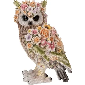 Bytová dekorace Dekorace figurka sova posetá květy - 21*18*31 cm