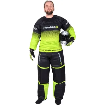 Florbalový dres FLOORBEE Goalie Armor set 3.0 black/yellow with HELMET Brankářský set s přilbou XXL, žlutá / černá