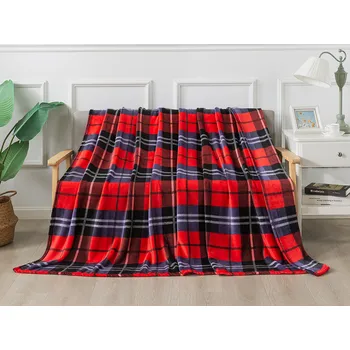 XPOSE® Mikroplyšová deka KOSTKA - červená 200x220 cm, Mikroplyš + Prodloužená možnost vrácení zboží do 50 dnů