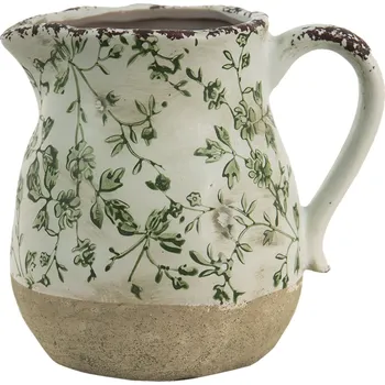 Keramický dekorační džbán se zelenými květy Jenia M - 16*13*15 cm