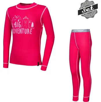Dětské termo spodní prádlo SENSOR DOUBLE FACE SET ADVENTURE dětský triko dl.rukáv + spodky magenta 120