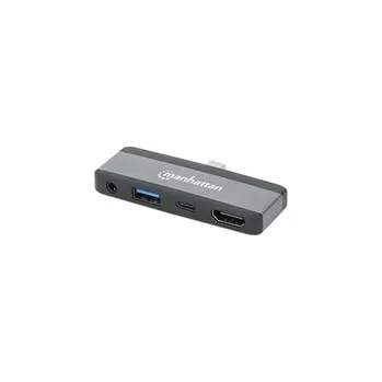 MANHATTAN Dokovací stanice USB-C 4v1, 1xHDMI, 1xUSB-C, 1xUSB, 1x3.5mm, šedá 190404