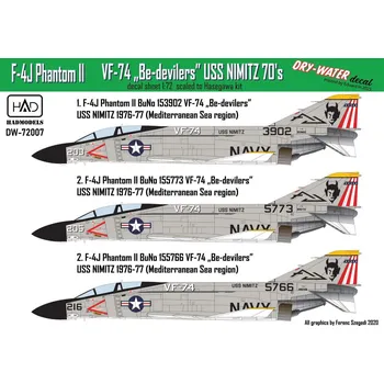 Plastikový model HAD models 1/72 Decal F-4J Phantom II Be-delivers (dry-water)