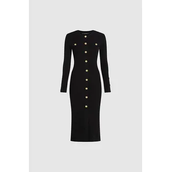 Dámské šaty ŠATY KARL LAGERFELD ELEGANT LSLV KNIT DRESS BLACK