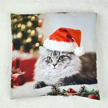 Polštář TiaHome Vánoční polštář antialergický Kočka 45x45cm