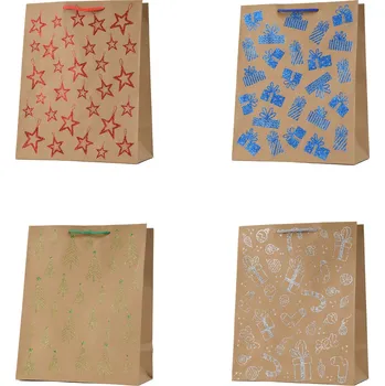 Dárková taška Canpol Vánoční papírová taška kraft TKB-20S střední ,balení 12 ks 589684