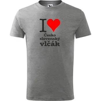 Chlapecké tričko Šedé dětské tričko I love Československý vlčák - dárek pro malého pejskaře / pejskařku - barva šedá - velikost 6let