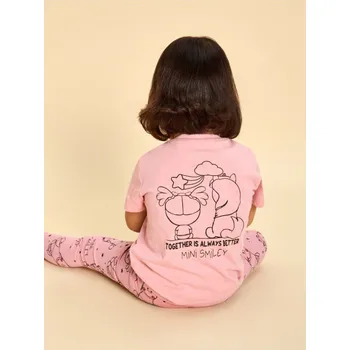 Sinsay - Bavlněná košilka s potiskem Mini Smiley - růžová - 335AE-39X - 335AE-39X-80