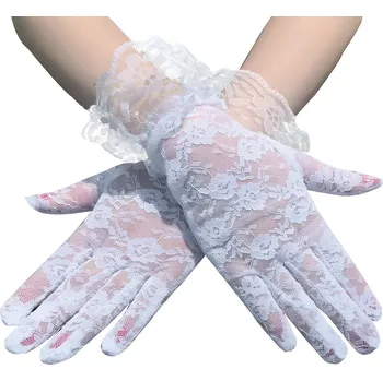 Rukavice Krátké krajkové rukavice bílé