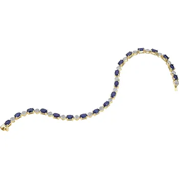 Náramek Zlatý náramek s diamanty a safíry - 18 cm - ryzost 585 - 103.752