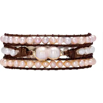 Náramek Flor de Cristal Wrap náramek Říční perly II