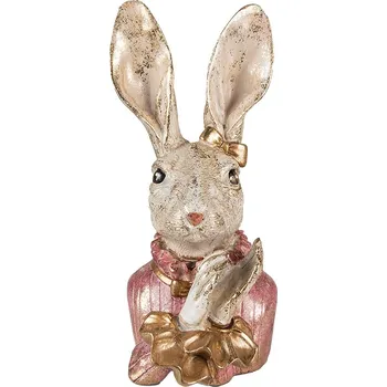Bytová dekorace Dekorace busta zaječice se zlatou patinou - 11*12*24 cm