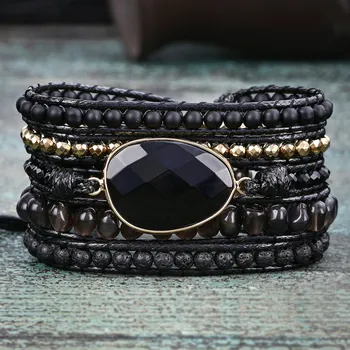 Náramek Flor de Cristal Wrap náramek Černý achát