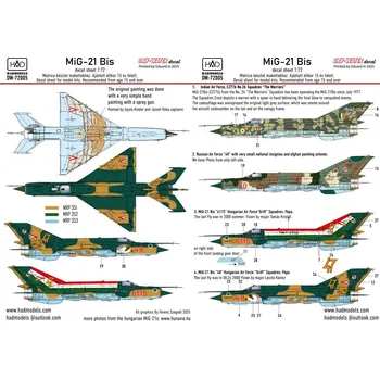 Plastikový model HAD models 1/72 Decal MiG-21 Bis (dry-water)