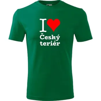 Chlapecké tričko Zelené dětské tričko I love Český teriér - dárek pro malého pejskaře / pejskařku - barva zelená - velikost 10let